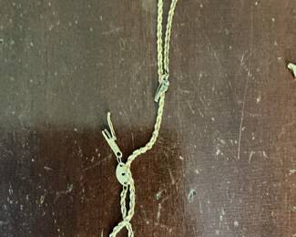 Gold Tone Rope Chain Bracelet with Charm Holder
