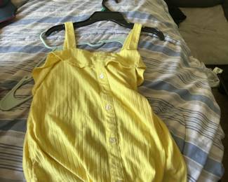 Yellow Striped Button-Front Ruffle Neck Top