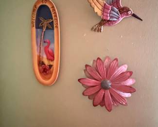 Metal Wall Art - Tropical Scene Plaque and Hummingbird