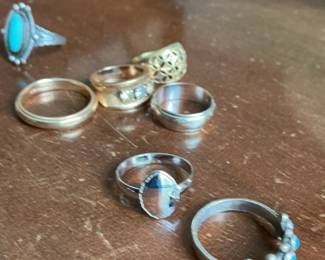 Assorted Vintage Turquoise and Sterling Silver Rings