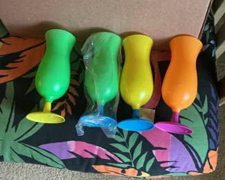 Mardi Gras Assorted Color Plastic Hurricane Glasses Set