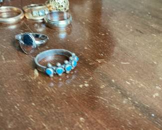Assorted Vintage Turquoise and Sterling Silver Rings