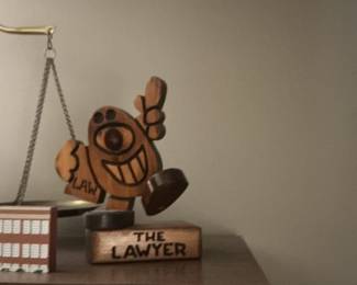 Don Mars Originals "The Lawyer" Wooden Figurine with Scales of Justice