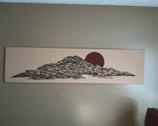 Canvas Print of a Hillside Village at Sunset