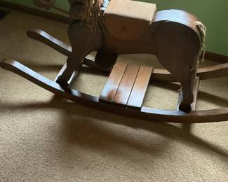 Handmade Wooden Rocking Horse with Padded Seat