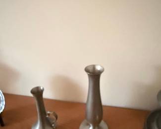 Pewter Decorative Items Collection with Hurricane Lamp