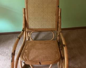 Vintage Thonet Style Bentwood and Cane Rocking Chair
