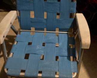 Vintage Aluminum High Back Folding Webbed Lawn Chair