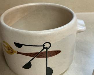 West Bend Bean Pot Set with Lids and Tongs - Fish & Utensils Pattern