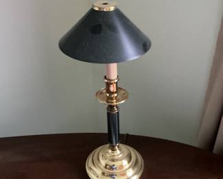 Chapman Style Brass and Ebonized Wood Candlestick Table Lamp