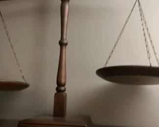 Vintage Brass and Wood Balance Scale