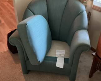 Vintage Teal Fan Back Accent Chair