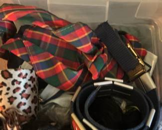 Lot of Assorted Belts including Plaid, Woven, and Decorative Segmented