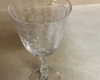 Fostoria Navarre Etched Crystal Claret Wine Glasses