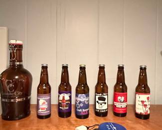 Granite City Brewery Growler and Assorted Homebrew Beer Bottles