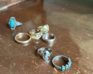 Assorted Vintage Turquoise and Sterling Silver Rings