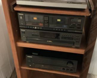 Vintage Technics and Pioneer Stereo System with Turntable, Cassette Deck, CD Player, and Speakers
