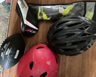 Assorted Sports and Outdoor Toys Lot with Helmets