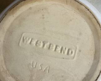 West Bend Bean Pot Set with Lids and Tongs - Fish & Utensils Pattern