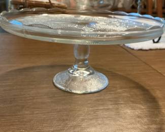 Vintage Jeannette Glass "Harp" Pattern Cake Stand