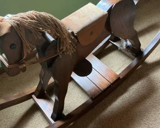 Handmade Wooden Rocking Horse with Padded Seat