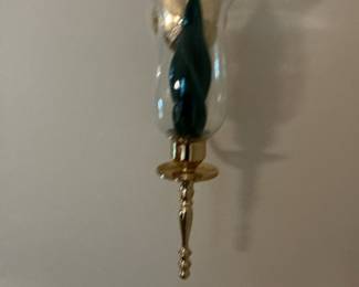 Gold Tone Glass Hurricane Sconce with Twisted Glass Insert