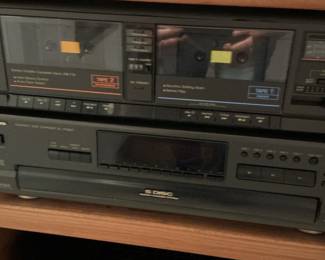 Vintage Technics and Pioneer Stereo System with Turntable, Cassette Deck, CD Player, and Speakers