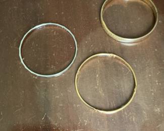 Sterling Silver Charm Bracelet with Three Bangles