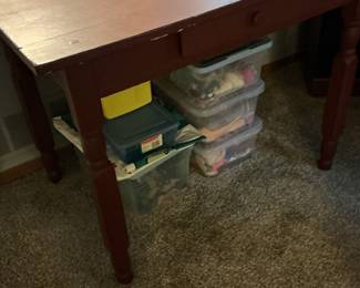 Red Farmhouse Kitchen Table with Four Chairs