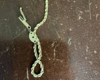 Gold Tone Rope Chain Bracelet with Charm Holder