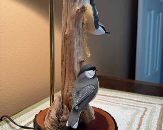 #56 - $70- Handmade bird wood lamp 26H