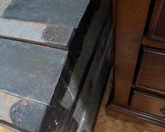 #46 - $140 -Antique trunk (one handle missing) 34Lx19Dx23D