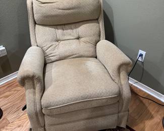 #49 - $70 -Recliner manual & swivel chair wall hugger Tan swede 