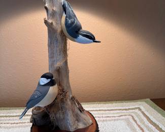 #56 - $70- Handmade bird wood lamp 26H