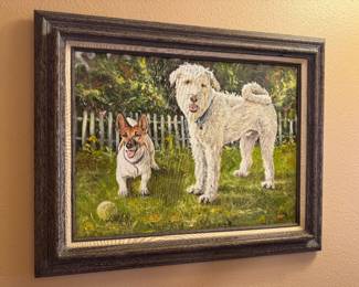 #51B -$100 -  J.Swain two dog paintings 31x24