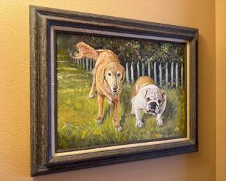 #51A - J.Swain two dog paintings 31x24