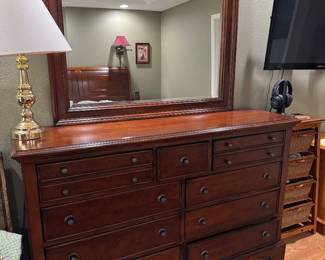 #45 - $280 -Dresser with 9 drawers 65Wx18Dx40T + with mirror 