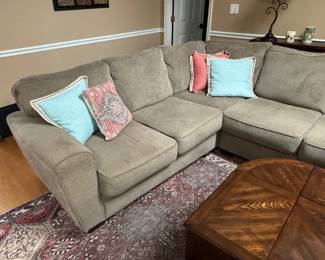 #23 - $450 - Wrap around Sage sofa Ahsley furniture 12'6"x8'7"x33H