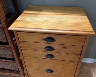 $70 - Pine file cabinet in master bedroom