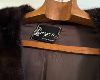 #65 - $400 - Dark Brown mink 3/4 coat Kreegers New Orleans sz 6