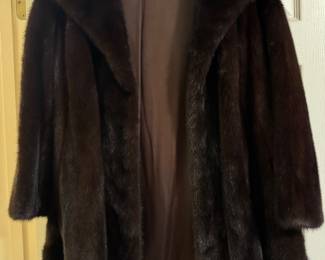 #65 - $400 - Dark Brown mink 3/4 coat Kreegers New Orleans sz 6