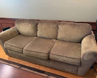 #5 - $180 - Green olive sofa microsuede /velours 85Lx35Dx30H