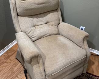 #49 - $70 -Recliner manual & swivel chair wall hugger Tan swede 