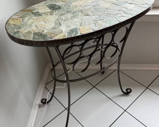#15 - $80 - Wine rack oval tile top table 32Wx17Dx30T
