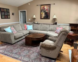 #23 - $450 - Wrap around Sage sofa Ahsley furniture 12'6"x8'7"x33H