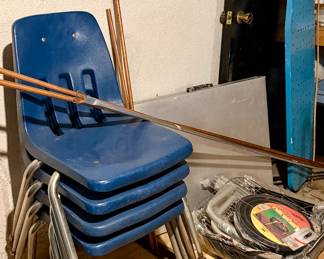 Copper piping, chairs