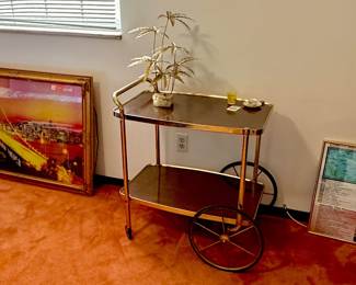 MCM Bar Cart, electronic motion framed art 