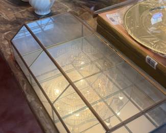 Brass and glass MCM Curio cabinet 