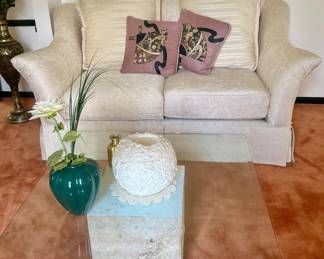 Marble Art Deco Glass Coffee Table