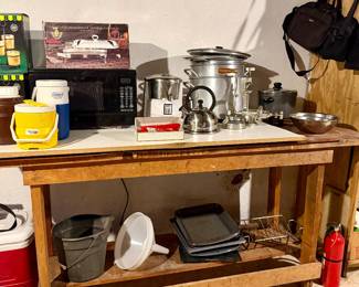 Microwave, large pots, tea kettle ext